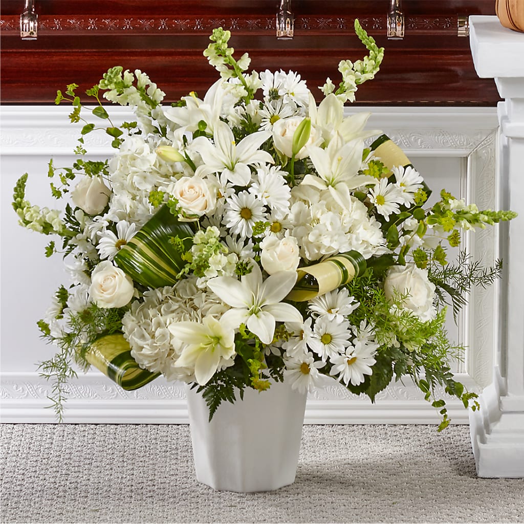 Thoughts of Tranquility Floor Basket – Flowersforyou.com, Tontitown AR