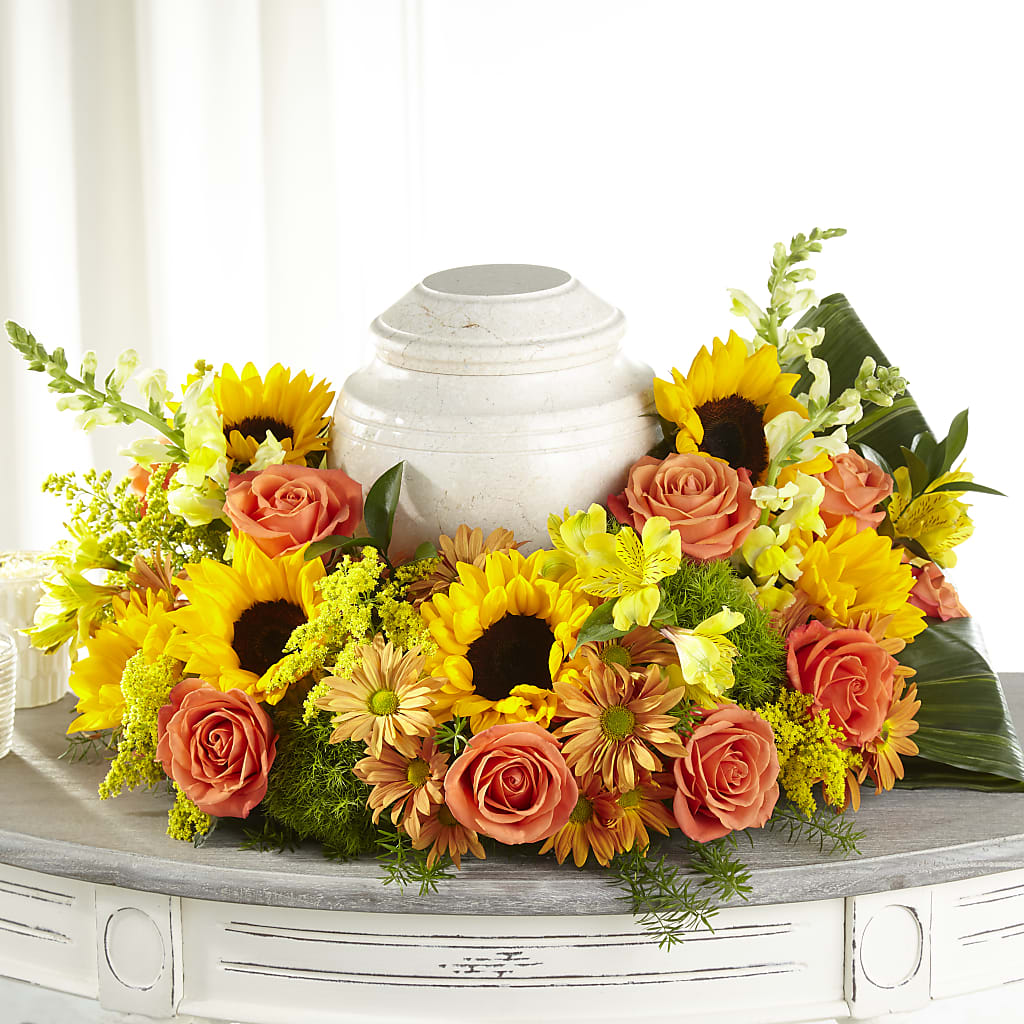 Faithful Sunflower Cremation Adornment – Flowersforyou.com, Tontitown AR