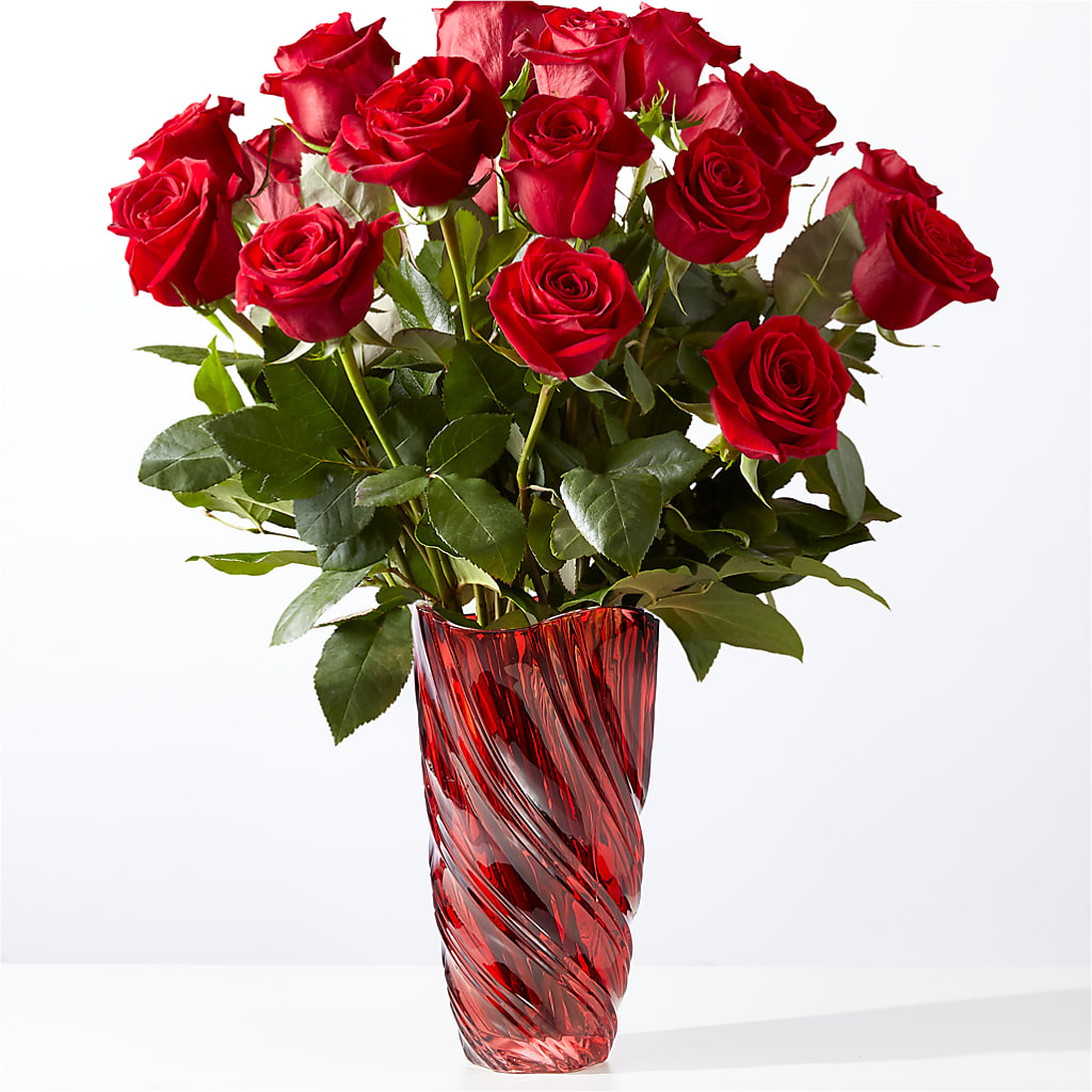 Classic Love Red Rose Bouquet with Luxe Swirl Vase – Flowersforyou.com, Tontitown AR