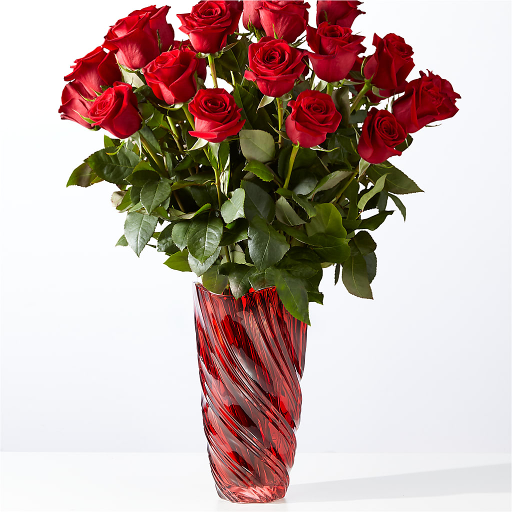 Classic Love Red Rose Bouquet with Luxe Swirl Vase – Flowersforyou.com, Tontitown AR