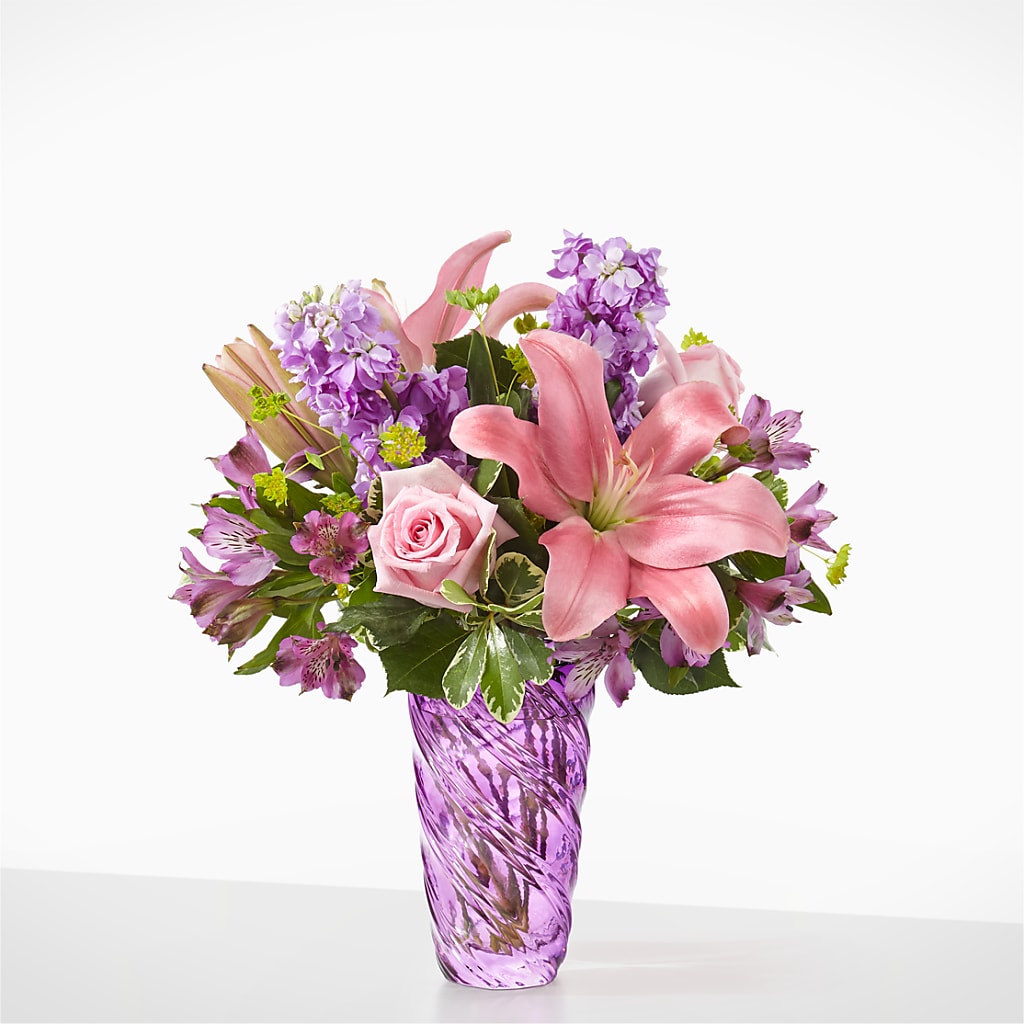 Precious Petals Bouquet with Luxe Swirl Vase – Flowersforyou.com, Tontitown AR