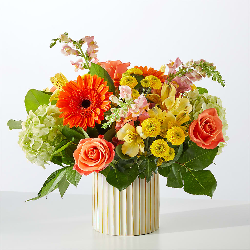 Autumn Sunshine Bouquet with Ivory Vase –  Flowersforyou.com, Tontitown AR